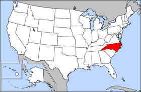 USA map showing location of North Carolina